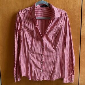 The Limited ladies Red & White Striped Dress Shirt